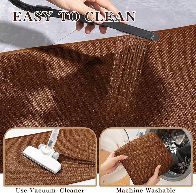 chakme Bathroom Rugs Mat 59x17, Ultra Thin Bath Rug Non Slip Runner Quick Dry Absorbent Bath Mat for Bathroom, (Rust, 59"x17")