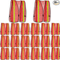 Haysandy 20 Pcs High Visibility Reflective Safety Vest Construction Vest Strips Neon Mesh Universal Size for Men Outdoor (Bright Orange)