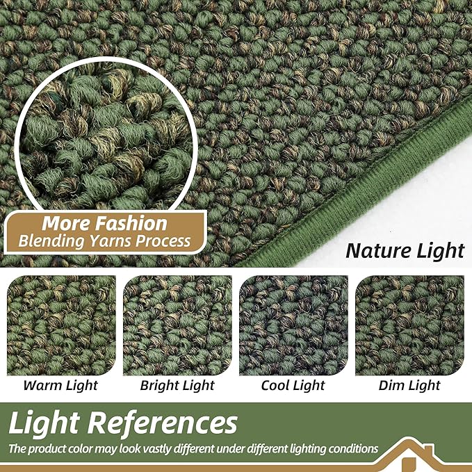 BEQHAUSE Dirt Trapper Door Mat 17" x 30", Non-Slip Doormats (Rolled-Up NO Creases) Washable Entryway Rug, Dirt Resist and Absorbent Welcome Mat, Low Profile Floor Mats for Front Back Door, Green