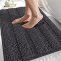 OLANLY Thick Bathroom Rugs 30x20, Extra Soft Absorbent Chenille Striped Bath Rugs, Rubber Backing, Machine Wash Dry, Bath Mats for Bathroom Floor, Tub and Shower, Home Decor Accessories, Dark Grey