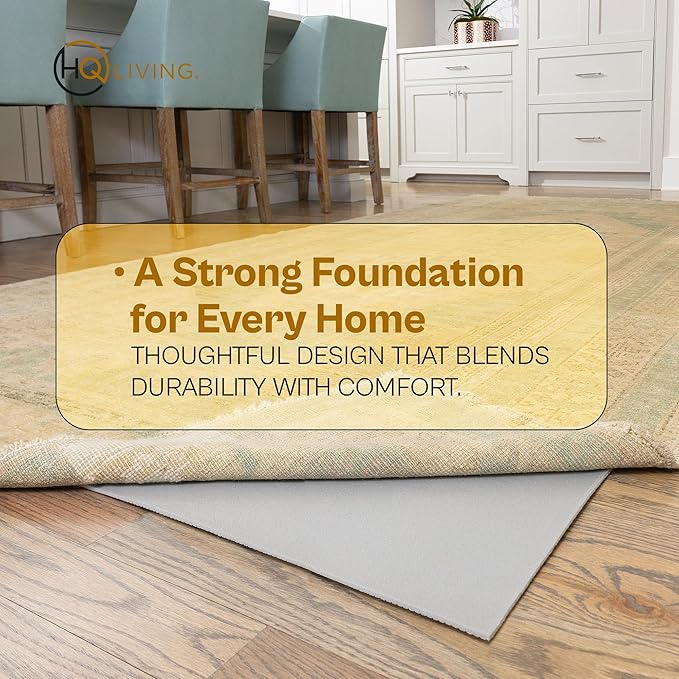 Non-Slip Rug Pad – Indoor and Outdoor Area Rug Pad, Waterproof, Grip Slip Technology - Safe for All Floors, Antimicrobial Protection, Made in USA – 6'x9' – Gray