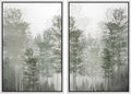 MUDECOR Framed Canvas Print Wall Art Pastel Watercolor Misty Fog Forest Tree Wilderness Nature Illustrations Modern Art Decorative Calm/Relax Multicolor Rustic Minimal for Bedroom - 24"x36"x2 White