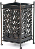 Dualplex Super Quality Umbrella Stand Umbrella Holder Antique Look Metal Entry Hallway Décor Square w/Removable Drip Tray Home Office Rack Holds Umbrellas Canes Walking Sticks Gift Idea 16" Tall