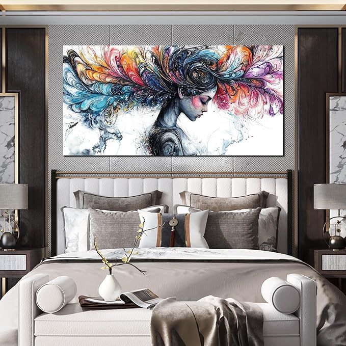 Girl Canvas Wall Art for Living Room - Colorful Abstract Wall Art Bedroom - Girl Room Wall Decor Size 29" x 59"