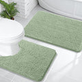 OLANLY Bathroom Rugs Sets 2 Piece, Soft Absorbent Chenille Bath Mats and U-Shaped Contour Toilet Mat Area Rug Set, Machine Washable Bath Carpet, Home Decor Accessories(30"x20"+24"x20", Sage Green)