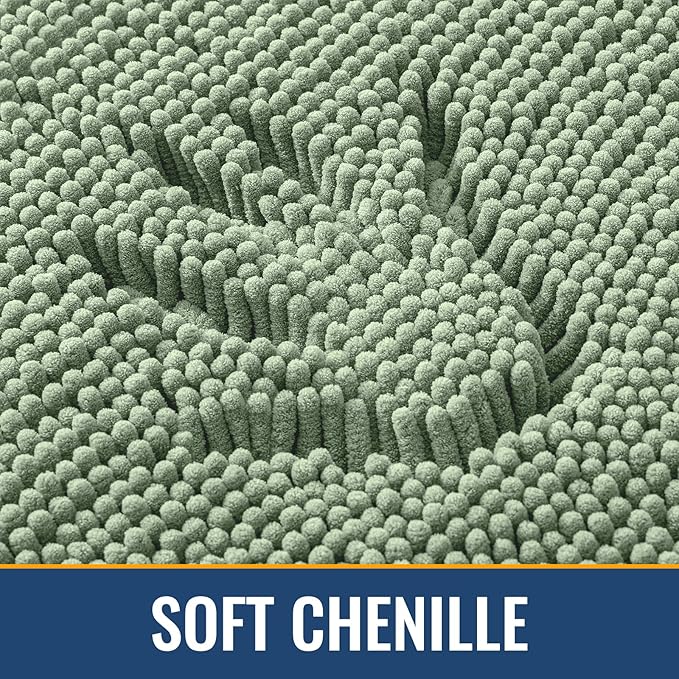 Arotive Bathroom Toilet Rugs U Shaped 24x20, Extra Soft Absorbent Shaggy Chenille Contour Bath Rugs for Toilet, Machine Washable Non-Slip Contoured Bath Mats, Sage Green