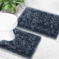 Yimobra Bathroom Rugs Sets 2 Piece, Soft Absorbent Bath Mat and U-Shaped Toilet Rug with Non Slip Backing, Luxury Shaggy Bath Mats for Bathroom, Machine Washable, 31.5"x20"+24"x20", Light Blue