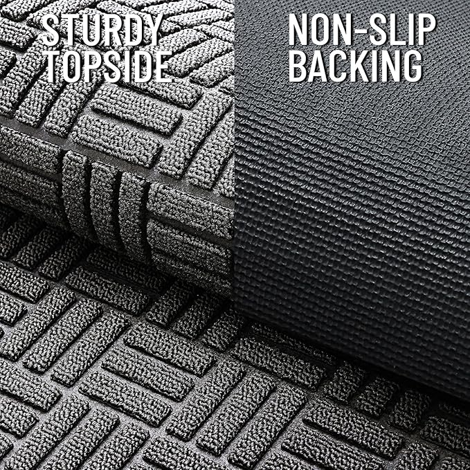 OLANLY Front Door Mat Outside Entrance 71x47, Absorbent, Heavy Duty Sturdy Natural Rubber Doormat Indoor Outdoor, Stain and Fade Resistant, Non-Slip Backing Low Profile Floor Mat for Entryway, Grey