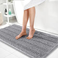 OLANLY Thick Bathroom Rugs 44x24, Extra Soft Absorbent Chenille Striped Bath Rugs, Rubber Backing, Machine Wash Dry, Bath Mats for Bathroom Floor, Tub and Shower, Home Decor Accessories, Grey