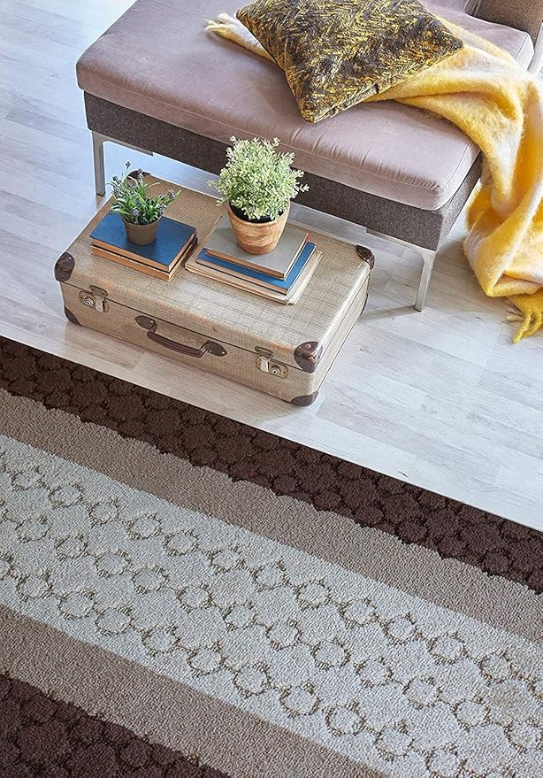 Custom Size Hallway Runner Rug Brown Color 31 inch Wide Select Your Length Non-Slip (Skid Resistance) Rubber Backing 8 feet x 31 inch