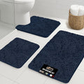 GORILLA GRIP Bathroom Rug Sets 3 Piece, Bath Mat Set and Oval Toilet Base with Rubber Backing, Plush Absorbent Shaggy Chenille Washable Mats, Includes 24x19.5, 24x17 and 30x20 Inch Rugs, Navy