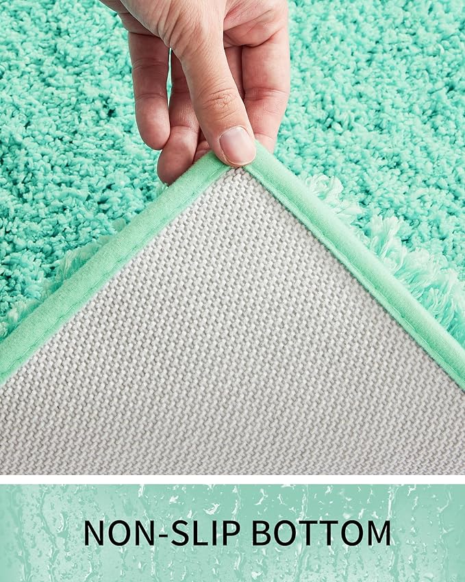 Toilet Rugs U-Shaped Mat 24x22, Contour Bathroom Mat - Ultra Soft & Absorbent Microfiber, Quick-Dry, Machine Washable with High Density Foam Latex Non Slip Backing, Spa Blue