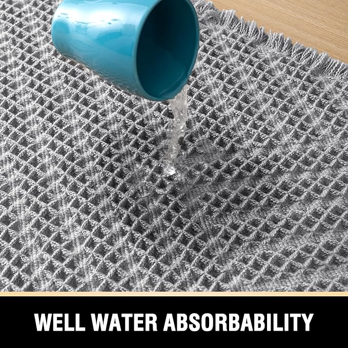 H.VERSAILTEX Waffle Bath Runner Rug Long Bath Mat Super Absorbent Boho Bath Rugs Non Slip Bath Runner for Bathroom Floor Machine Washable Dry Fast Bathroom Rugs with Tassels, 24" x 72", Dove