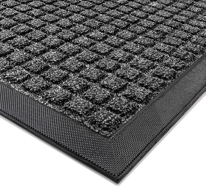 Front Door Mat Outside Entrance, 4' x 2' Heavy Duty Indoor Outdoor Door Mats for Entryway, All Season Weather Outdoor Doormat, Natural Rubber Non Slip Welcome Mats for Front Door