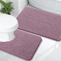 OLANLY Bathroom Rugs Sets 2 Piece, Soft Absorbent Chenille Bath Mats and U-Shaped Contour Toilet Mat Area Rug Set, Machine Washable Bath Carpet, Home Decor Accessories(36"x24"+24"x20", Deep Plum)