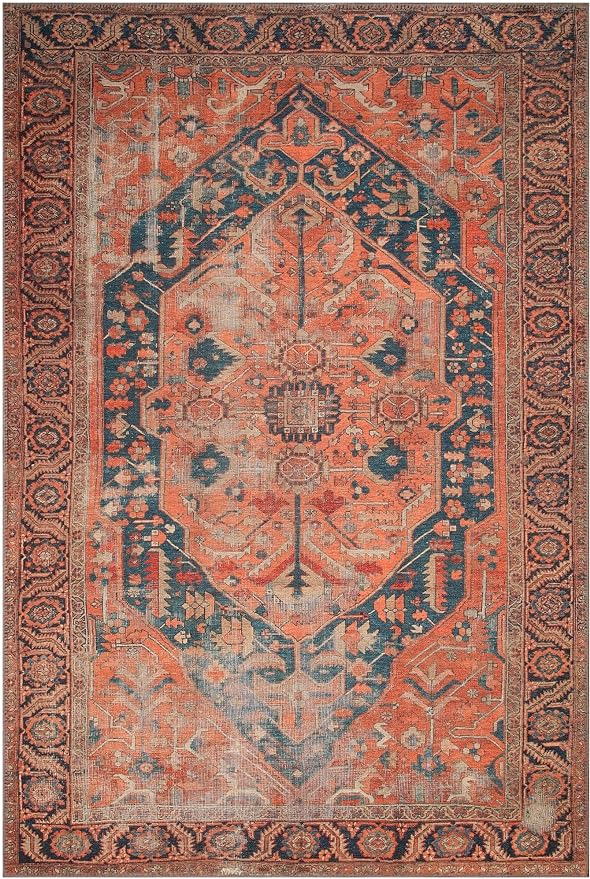 Keen Home Design 10x14 Rug - Machine Washable Area Rug with Non-Slip Backing, Ideal for Living Room, Dining Room, Bedroom - Vintage, Easy Clean, Durable, Low Pile Rug - (9'7" x 14')