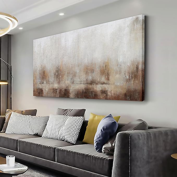 Abstract Wall Art Home Decor Wall Brown Canvas Print Wall Art Framed Modern Abstract Artwork for Living Room Bedroom Dining Room Home Office Decor 20"x40"