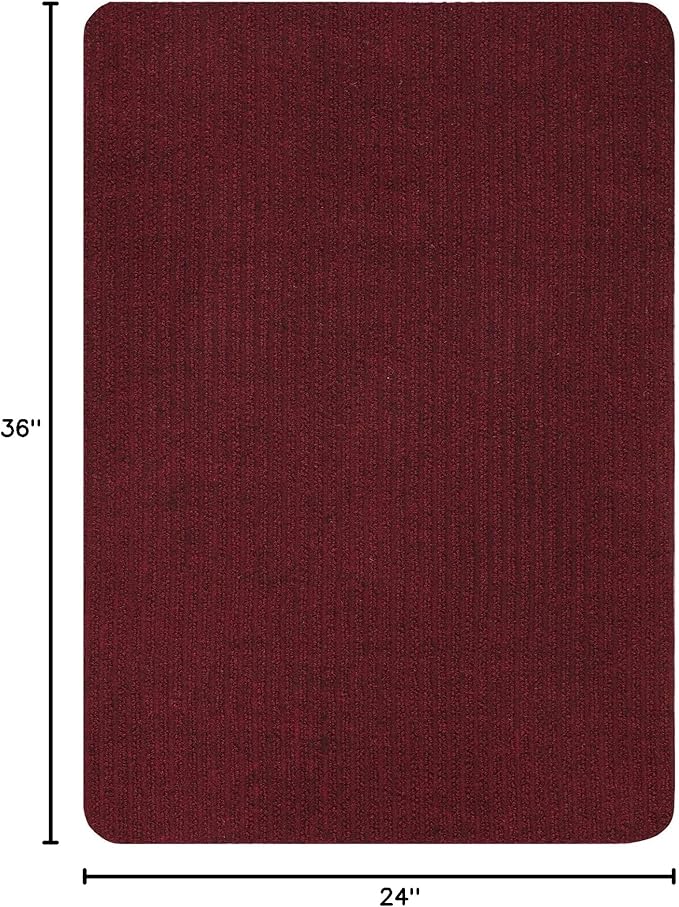 Ottomanson Mud Mat 2' x 3' Entryway Rug - Non-Slip Scraper Doormat for Muddy Paws, Dirt Trapping Indoor/Outdoor Mat for High-Traffic Areas, Kitchen, Garage, Patio, Red