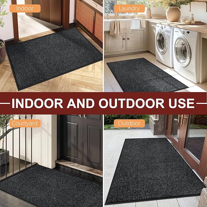 Vicwe Indoor Outdoor Door Mat, 3'x4' Heavy Duty Front Door Mat, Non-Slip Washable Doormats Entrance Mats, Dirt Resistant and Absorbent Doormat, Commercial Outdoor Entrance Floor Mat for Home Office