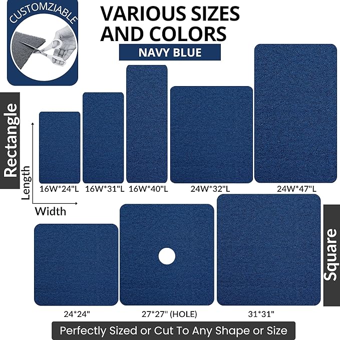 ENKOSI Loofah Non-Slip Shower Mat & Bath Mat – Soft Cushioned Comfort – No Suction Cups for Textured Tubs – Fast Draining Safety for Inside Shower, Family & Elderly (24x16 Navy)