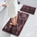 Yimobra Bathroom Rug Set 2 Piece, Luxury Shaggy Bath Mat Set with Non Slip Backing, Ultra Soft & Absorbent Mats for Bathroom Floor, Machine Washable, 44"x24"+24"x17", Dark Purple