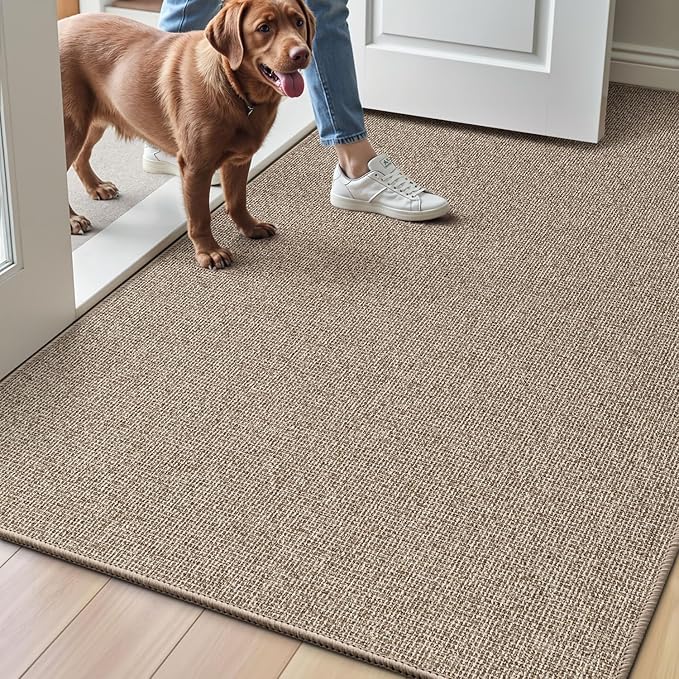 LUMI Indoor Door Mat 36"x56", Ultra Thin Low Profile Non-Slip Doormat for Home Entrance, Absorbent & Stain-Resistant Welcome Mats, Washable Entryway Mat for Front Door, Patio, Porch, Khaki