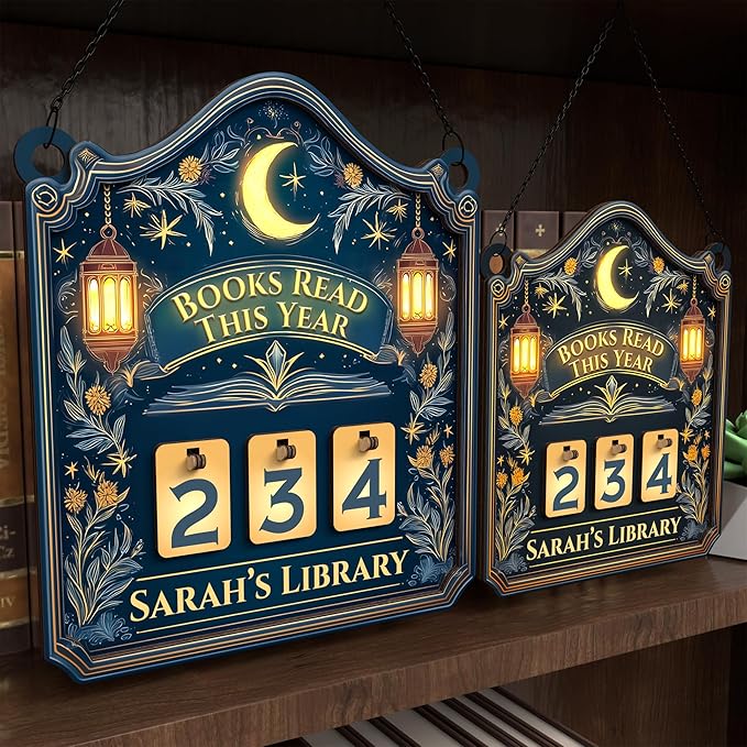 Personalized Books Read This Year Wooden Sign, Reading Tracker Book Counter, Home Library Decor, Fantasy Bookshelf Accessories, Christmas Bookworm Gift for Women, Book Lovers, Readers, Librarians
