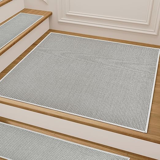 Comfortable Stair Landing Carpet Non Slip Breathable Chenille Rug for Wooden Steps Rubber Backing Landing Mat Covers Indoor Absorbent with Rubber Backing 30"X30" Grey