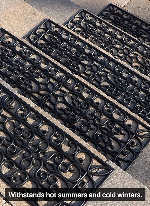 Rubber Stair Treads Non-Slip Outdoor 42”x10” (5-Pack) – Anti-Slip Step Mat