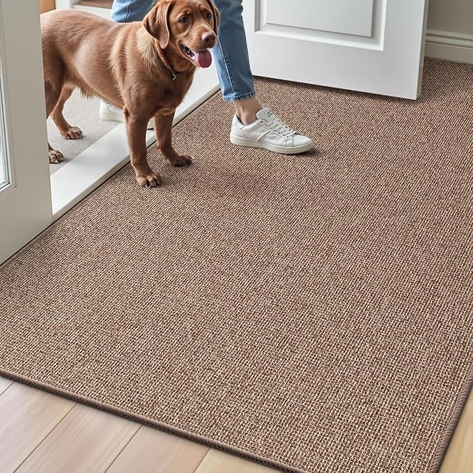 LUMI Indoor Door Mat 36"x56", Ultra Thin Low Profile Non-Slip Doormat for Home Entrance, Absorbent & Stain-Resistant Welcome Mats, Washable Entryway Mat for Front Door, Patio, Porch, Camel
