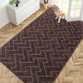 PURRUGS Easy Care Area Rug 4.5ft x 7ft, Non-Slip Machine Washable Entry Rug, Dog Door Mat, Stain Resistant Accent Rug for Hallway, Bedroom, Living Room and Mudroom, Brown