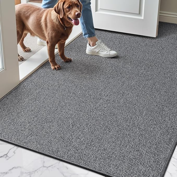 LUMI Indoor Door Mat 36"x56", Ultra Thin Low Profile Non-Slip Doormat for Home Entrance, Absorbent & Stain-Resistant Welcome Mats, Washable Entryway Mat for Front Door, Patio, Porch, Grey