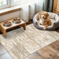 Runners for Hallways Non-Slip 2x4 Washable Kitchen Rug Abstract Tear and Stain Resistance No Pile Hand-Woven Style Lightweight Runners for Entryway, Laundry Room, Bedside, Beige/Yellow