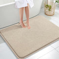 OLANLY Thick Memory Foam Bath Mat Rug 40x32, Extra Soft Absorbent Bathroom Rug, Quick Dry Bath Mats, Non-Slip, Machine Washable Carpet for Bathroom, Tub and Shower, Home Decor Accessories, Beige