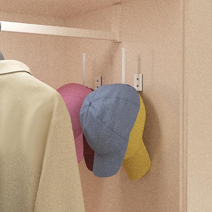 4 Pack Hat Racks for Baseball Caps, Stainless Steel Hat Organizer for Baseball Cap, Hat Holder Storage Organizer, Hat Hanger Strong Adhesive/Wall Drilled for Door, Bedroom, Closet(White 6 in)
