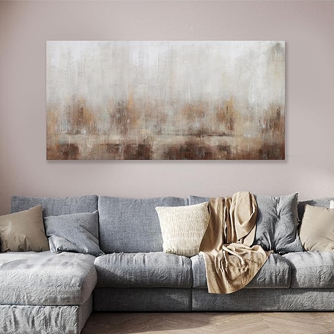 Abstract Wall Art Home Decor Wall Brown Canvas Print Wall Art Framed Modern Abstract Artwork for Living Room Bedroom Dining Room Home Office Decor 24"x48"