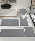 YIHOUSE Bathroom Rugs Mats Sets 5 Pieces Gray, Ultra Thin Bath Mat Absorbent Non Slip Bath Rugs for Bathroom Washable, Shower, Sink, Laundry (Gray, 5 Pieces)
