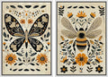 MUDECOR Framed Canvas Print Wall Art Set Butterfly Animals Botanical Bee llustrations Modern Art Decorative Bohemian Calm/Zen for Living Room, Bedroom, Office - 16"x24"x2 White