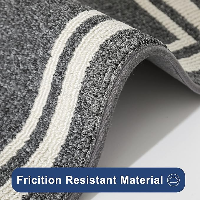 COSY HOMEER Kitchen Rugs Non-Slip 20x30/20x48 Inch Thick Polypropylene Standing Mat for Home Machine Washable, Black Frame