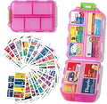 Large Pill Organizer with Medicine Labels - 7 Day Travel Daily Container, Mini Medication Storage Case (Pink, 161 Labels)