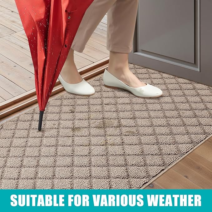 Azadx 3'x4' Front Entryway Door Mat Non Slip Indoor Door mats Washable Entry Mats Welcome Doormat Dirt Trapper for House Entry Low Profile Doormat Indoor Entrance Mat