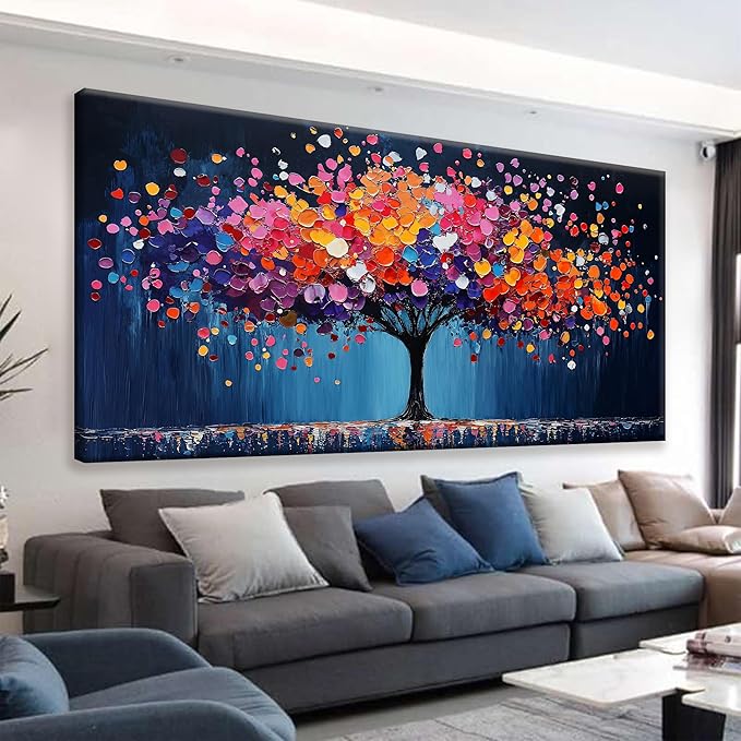 Suconvng Canvas Art Wall Decor Modern Minimalist Gallery Painting Abstract Tree Paintings Colorful Tree Of Life Wall Art Prints Floral Wall Art Pictures For Bedroom Kitchen Office Artwork 20" × 40"
