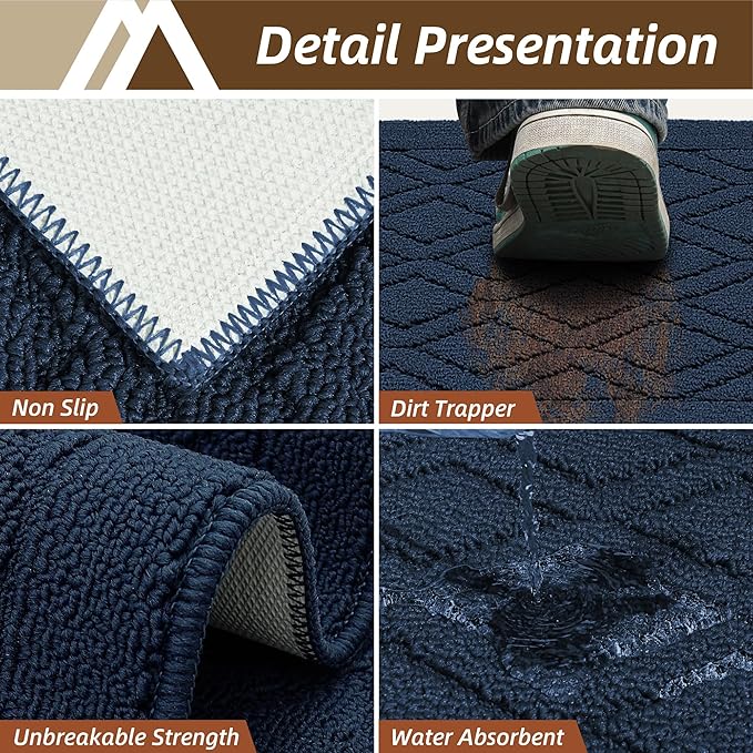 COSY HOMEER-Kitchen-Rugs-and-Mats 20"x32" Non Slip Kitchen Mats for Floor Absorbent Kitchen Rug Washable Kitchen Standing Floor Mat for Sink Mat,Throw Rug,Entry,Laundry,Navy Blue