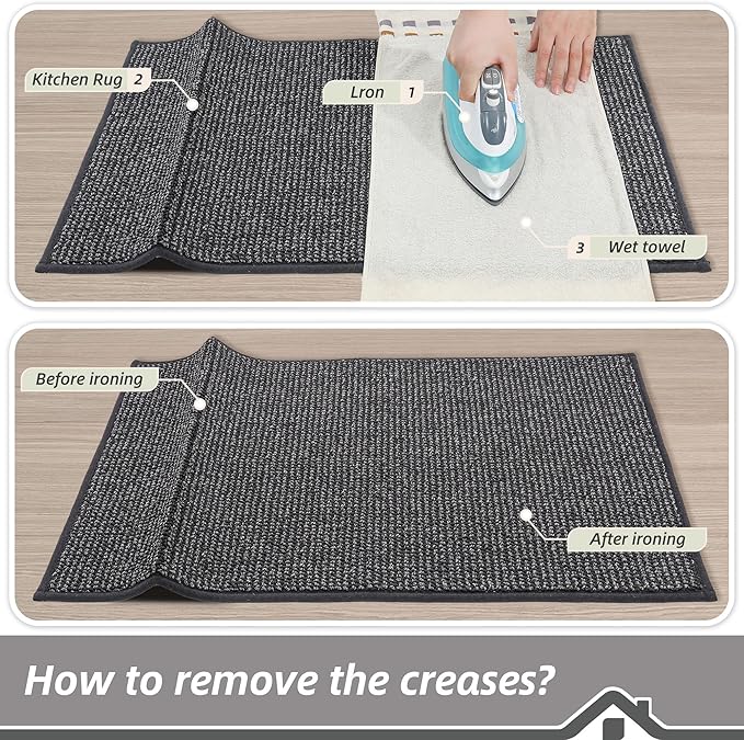 BEQHAUSE Kitchen Rugs 24"x36", Non-Slip Kitchen Mats for Floor, Super Absorbent and Stain Resistant Kitchen Rugs, Machine Washable Rugs for Kitchen, Hallway, Laundry & Sink, Charcoal
