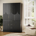71" Wardrobe Armoire Wooden Closet with 3 Doors 3 Drawer and 2 Cabinet, Bedroom Armoire with Hanging Rod Shelf, Modern Wooden Bedroom Armoire Freestanding Wood Closet Storage Cabinet