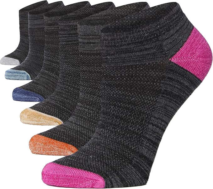 Tipi Toe Women’s 6-Pack Athletic Cushioned Running Ankle Socks – Soft, Breathable Fabric with Arch Support for Comfort