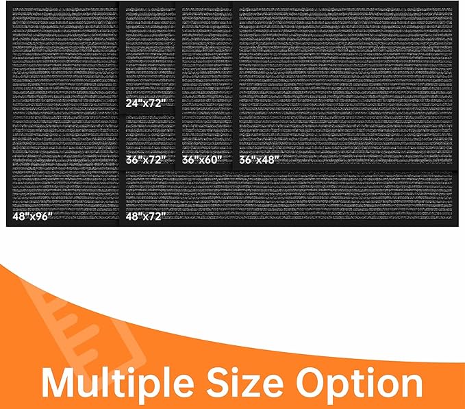 Indoor Outdoor Door Mat, 6’ x 4' Doormat for Entryway, Rubber Backing Non Slip Front Door Mat Outside Entrance, Super Absorbent Commercial Floor Mat for Home Office, Grey