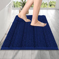 OLANLY Thick Bathroom Rugs 24x16, Extra Soft Absorbent Chenille Striped Bath Rugs, Rubber Backing, Machine Wash Dry, Bath Mats for Bathroom Floor, Tub and Shower, Home Decor Accessories, Navy
