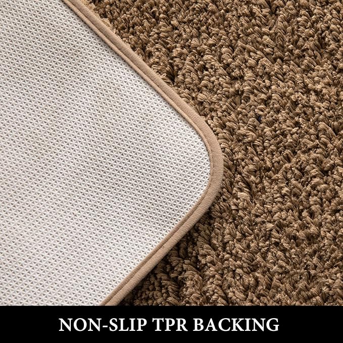 MIULEE Light Brown Bathroom Runner Rug 24x60 Inches, Long Bath Mat for Bathroom Floor Bathtub Showers, Machine Washable Absorbent Microfiber Carpet with TPR Anti-Slip Back