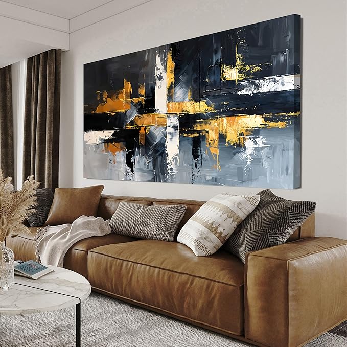 Abstract Canvas Wall Art Decor Modern Wall Art for Living Room Black and White Wall Art Prints Gold Artwork for Walls Modern Abstract Art Abstract Canvas Art Wall Decor Bedroom Office Decor 20" X 40"